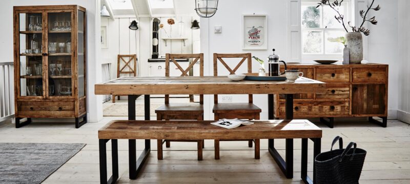 Nixon rustic dining table and furniture