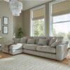 Miami large chaise end sofa LHF in a neutral fabric with contrast piping