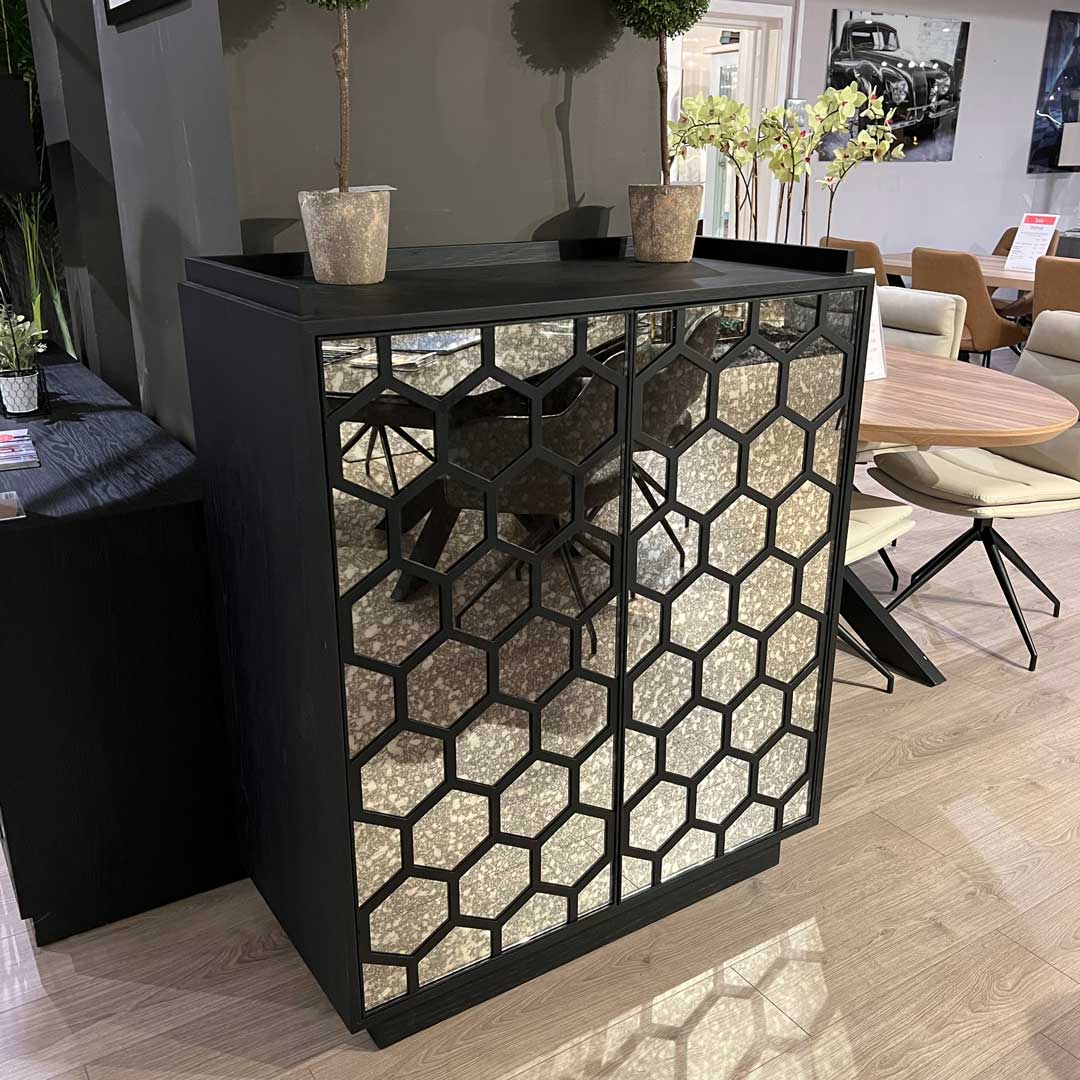 Black and mirrored drinks cabinet