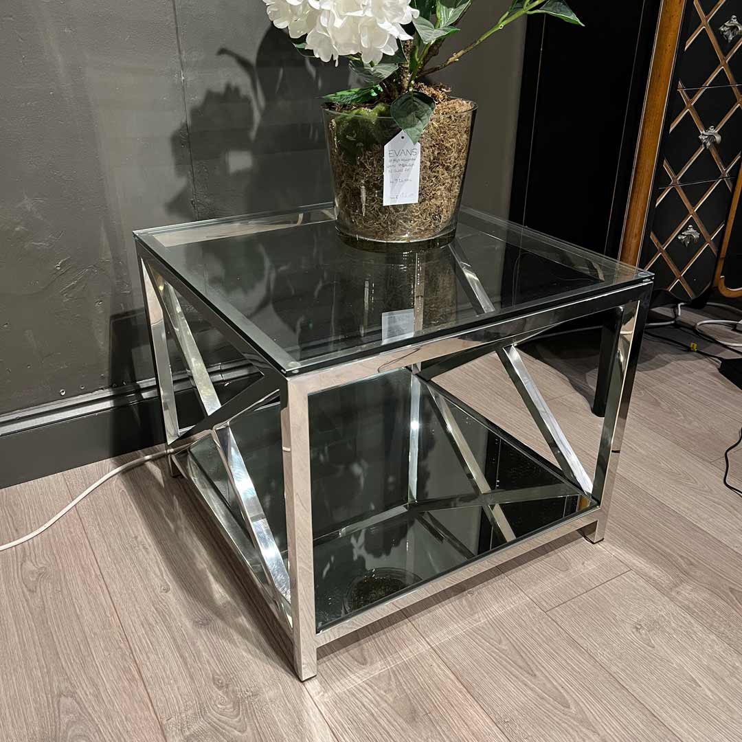 Mars chrome and glass lamp table