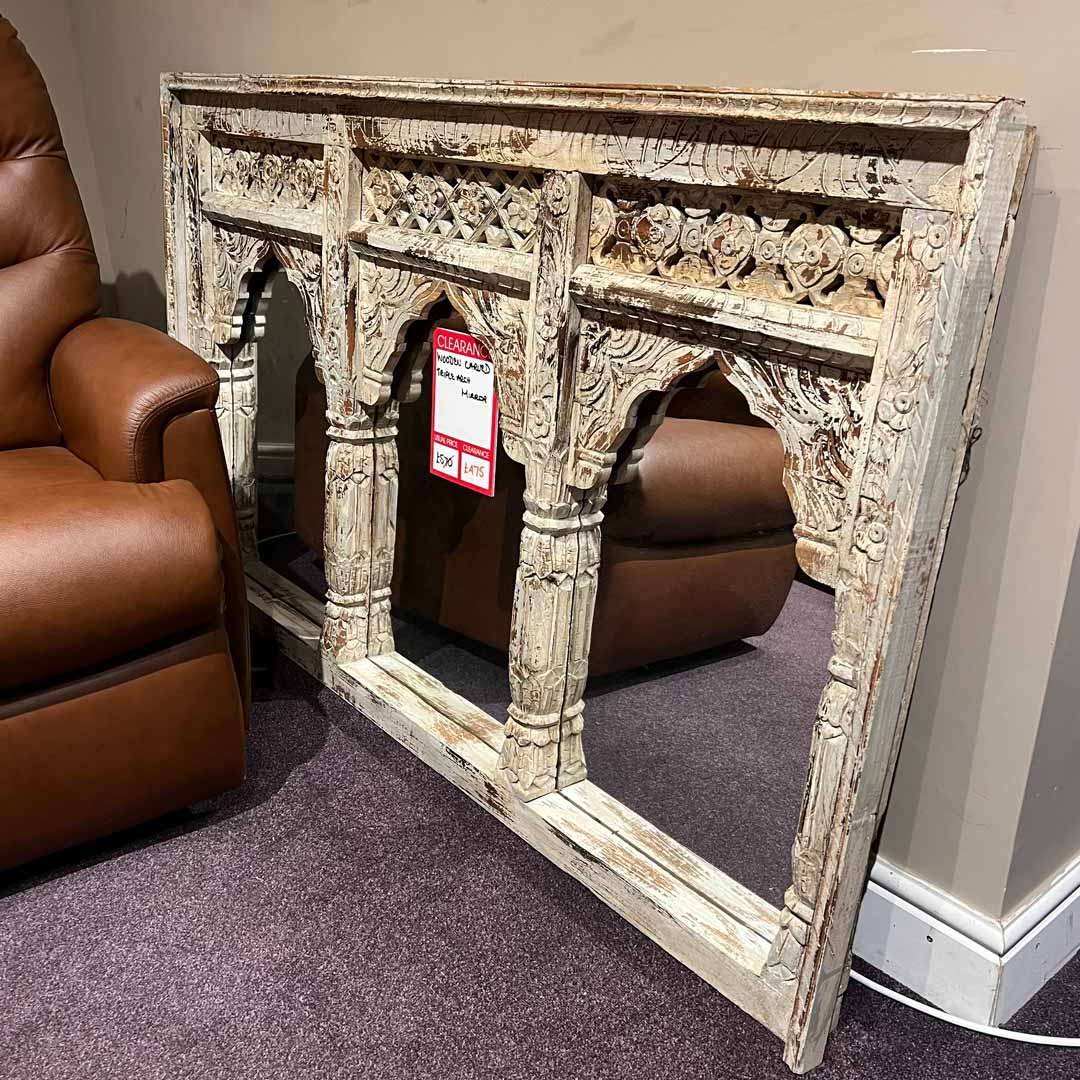Wooden triple arch mirror