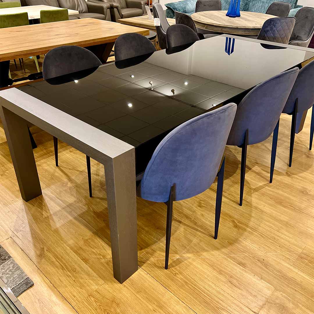 Aleal black glass dining table