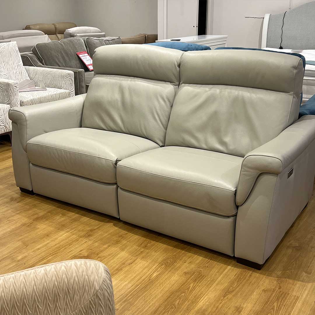 Italian leather power recliner 3 seater sofa