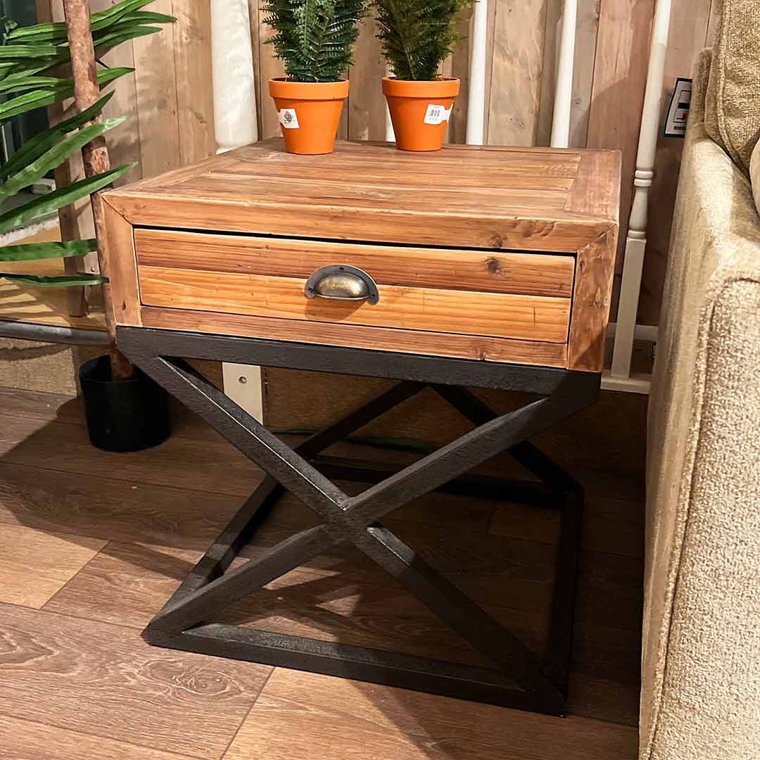 Juniper reclaimed wood lamp table