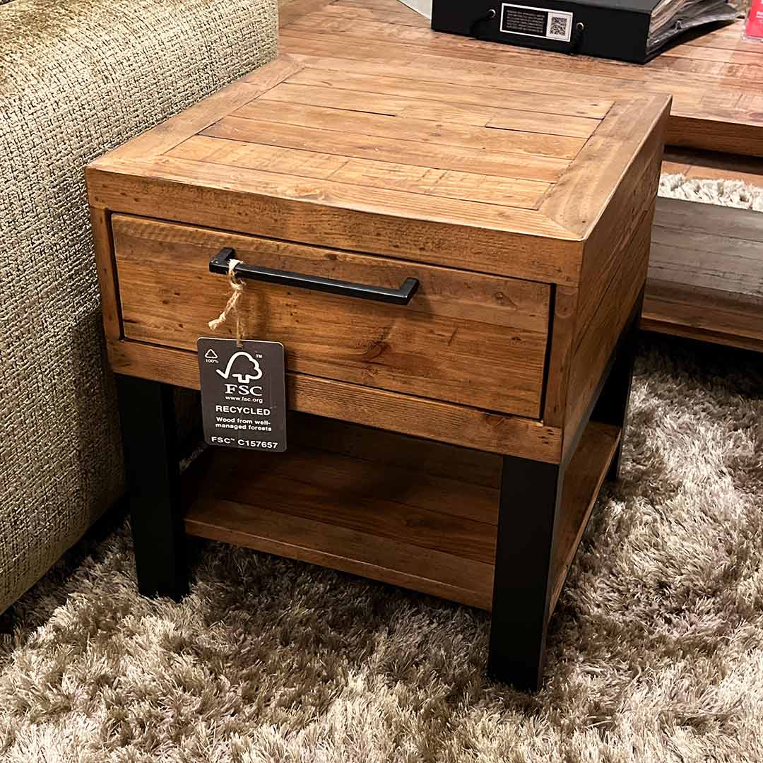 Pembooke reclaimed wood lamp table