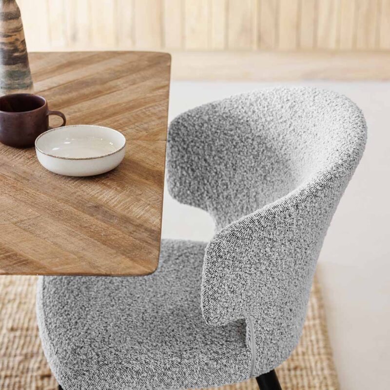 Belle dining chair by baker furniture - grey boucle