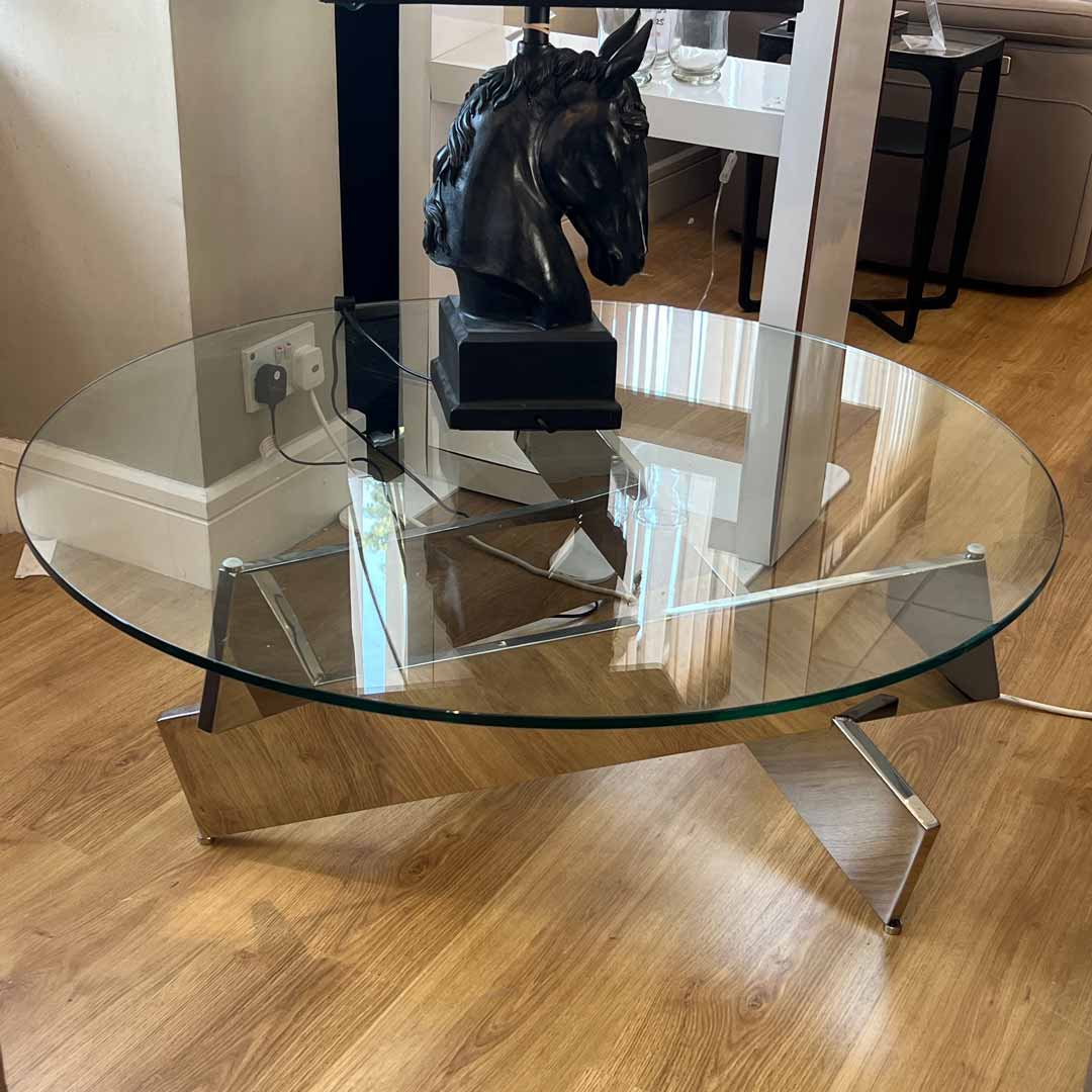 Denver modern chrome and glass round coffee table