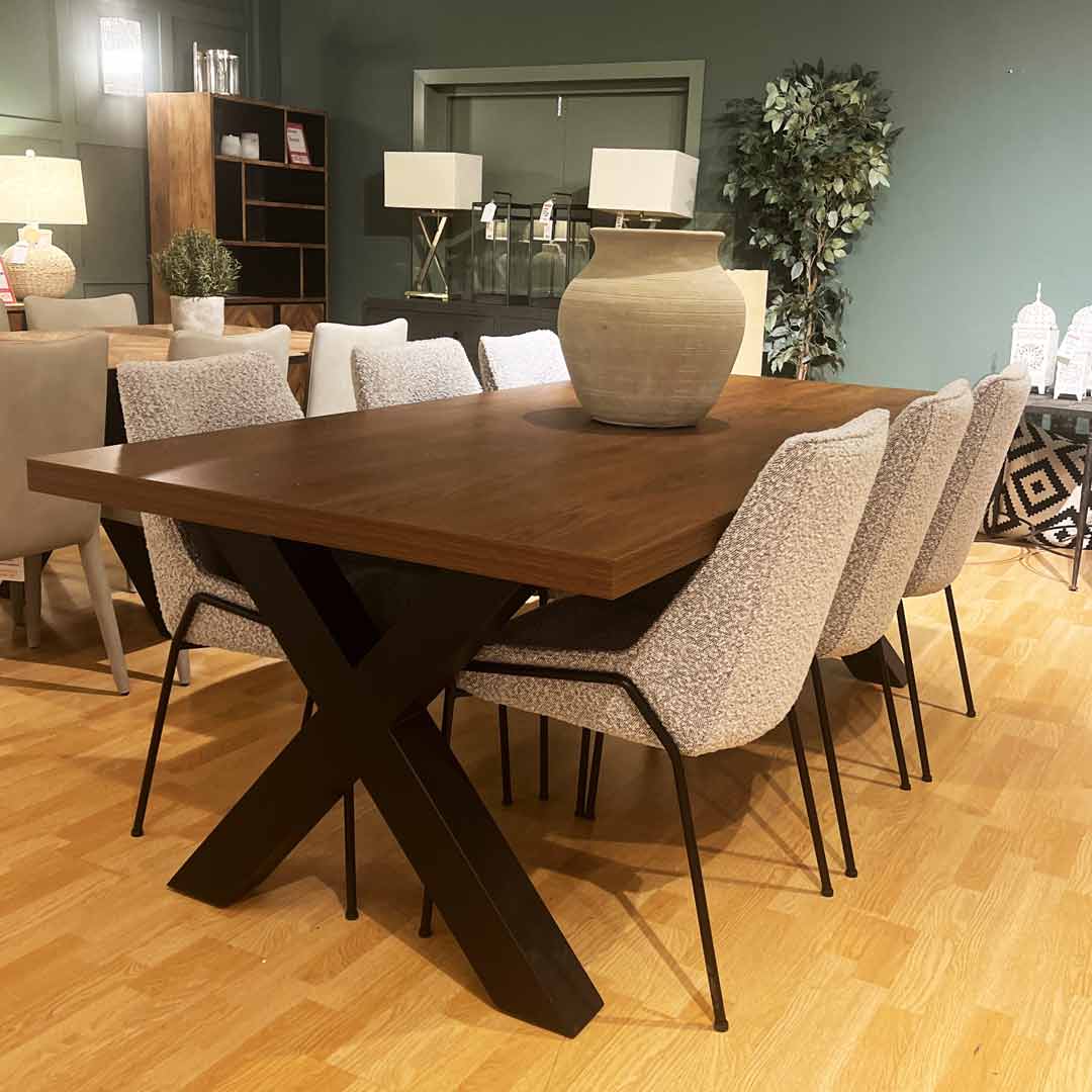 Detroit 2.2m dining table and 6 chairs
