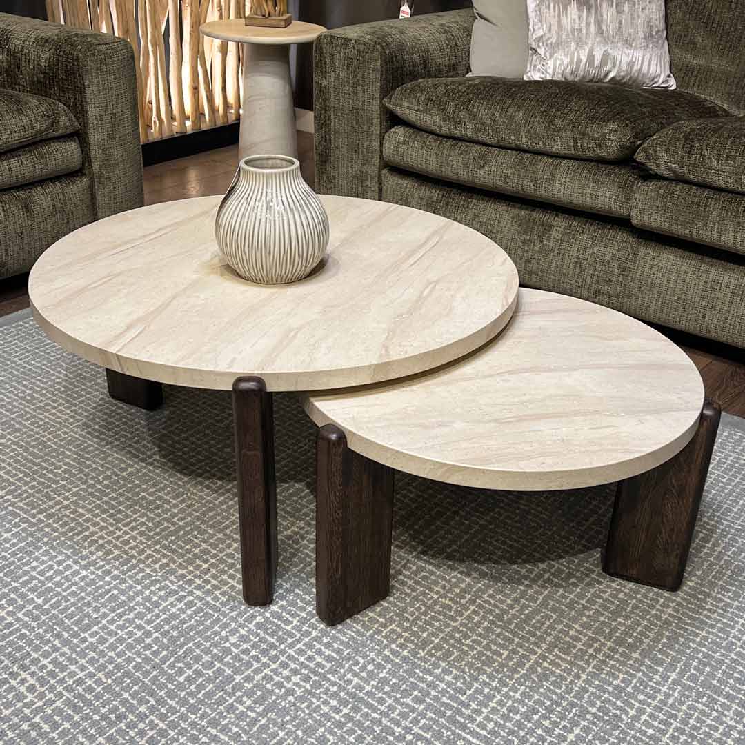 Isha set of Travertine coffee tables