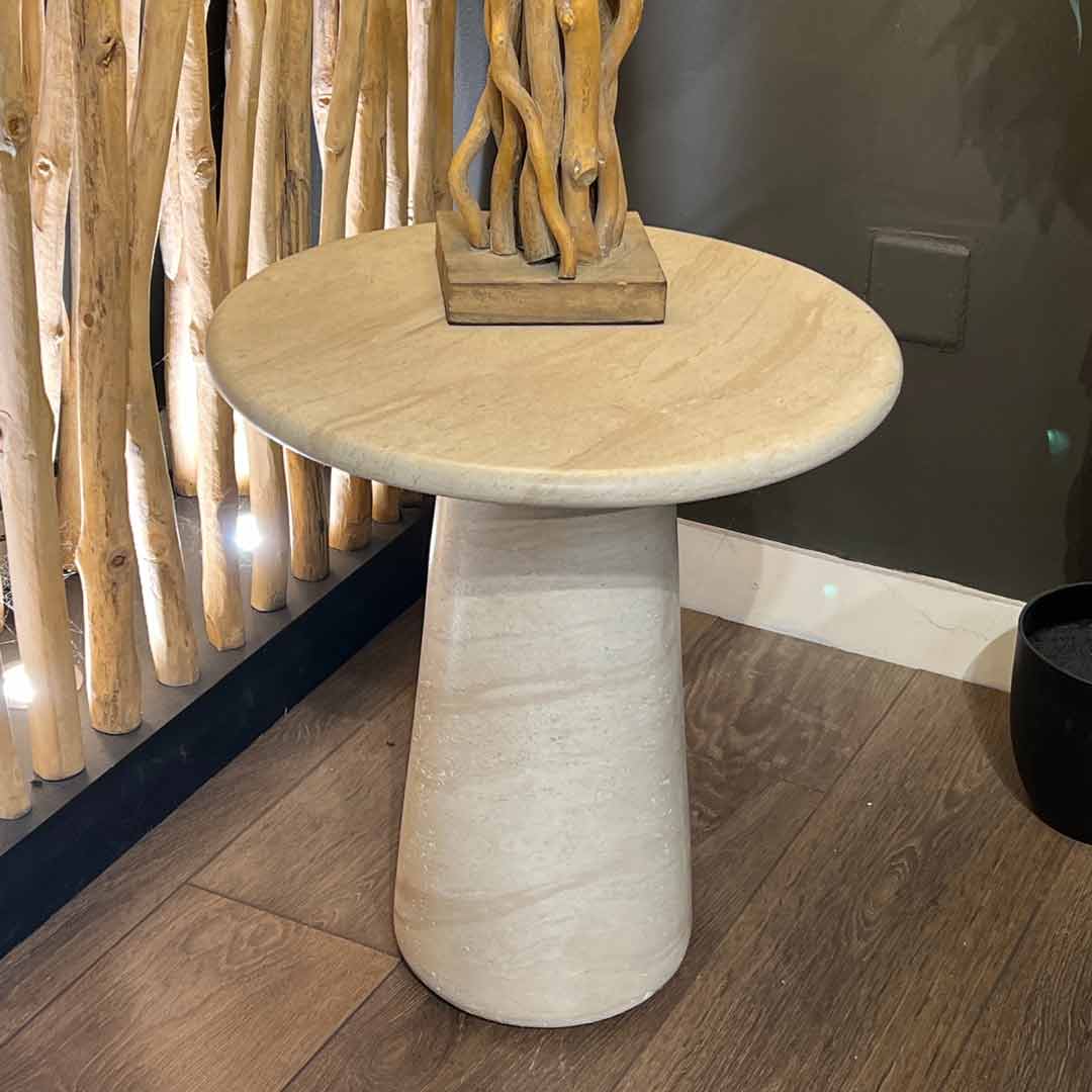 Isha travetine side table