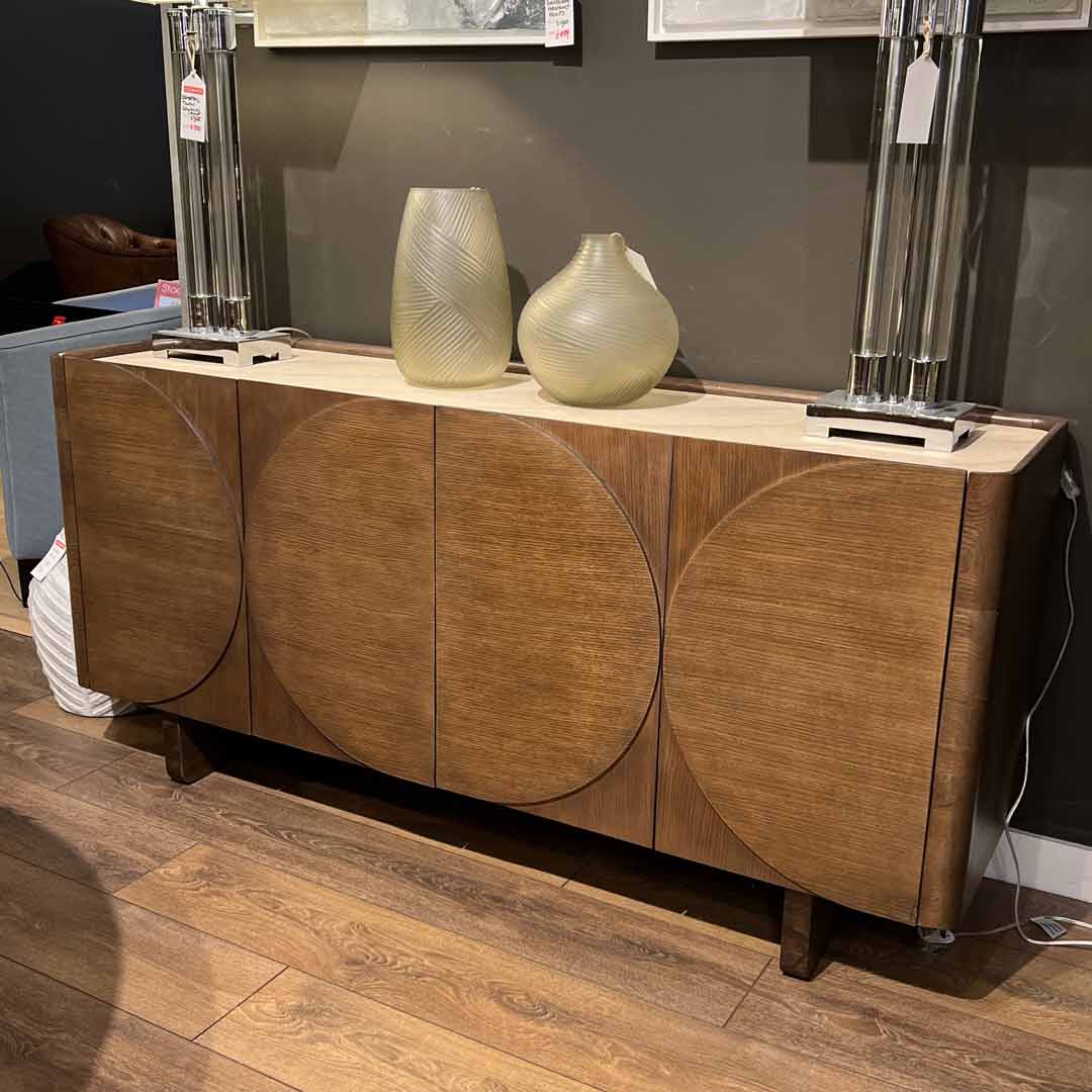 Isha Travertine and wood sideboard