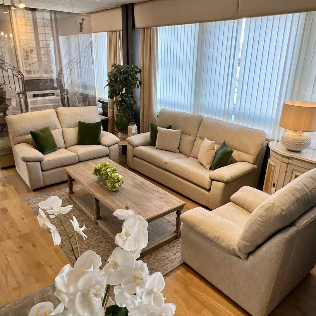 Mexico 3 seater, 2 seater and chair. A contemporary high back sofa set. Handmade in High Wycombe