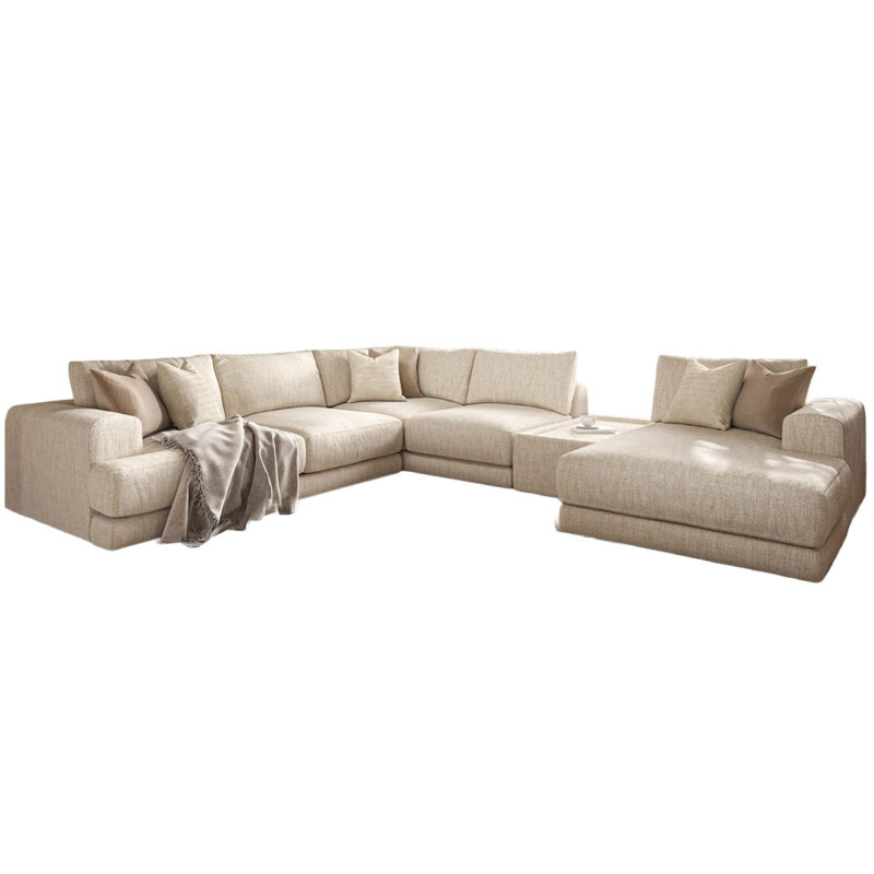 Nyla large chaise end corner sofa with table
