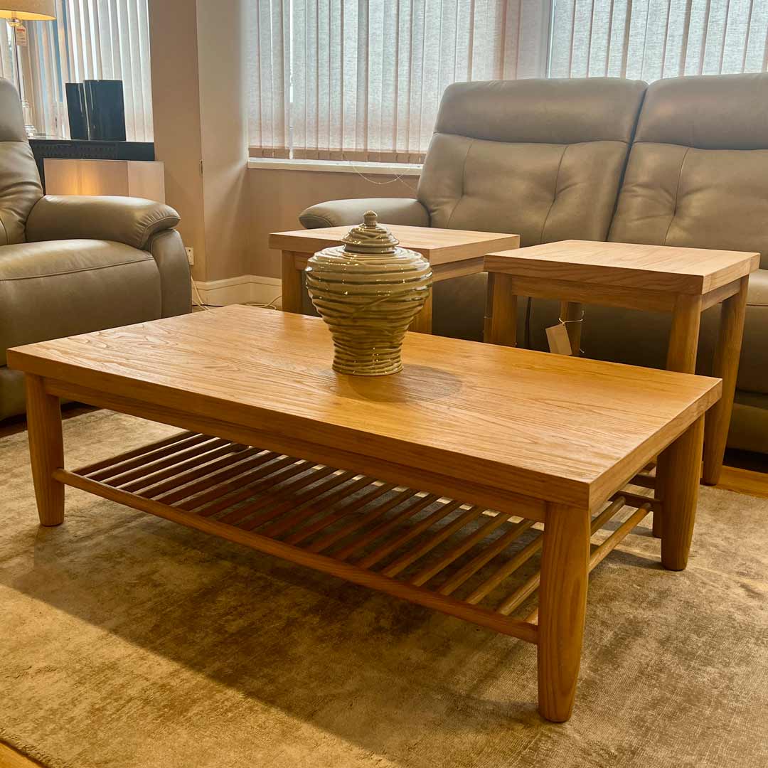 Dakota coffee table and 2 lamp tables in oak