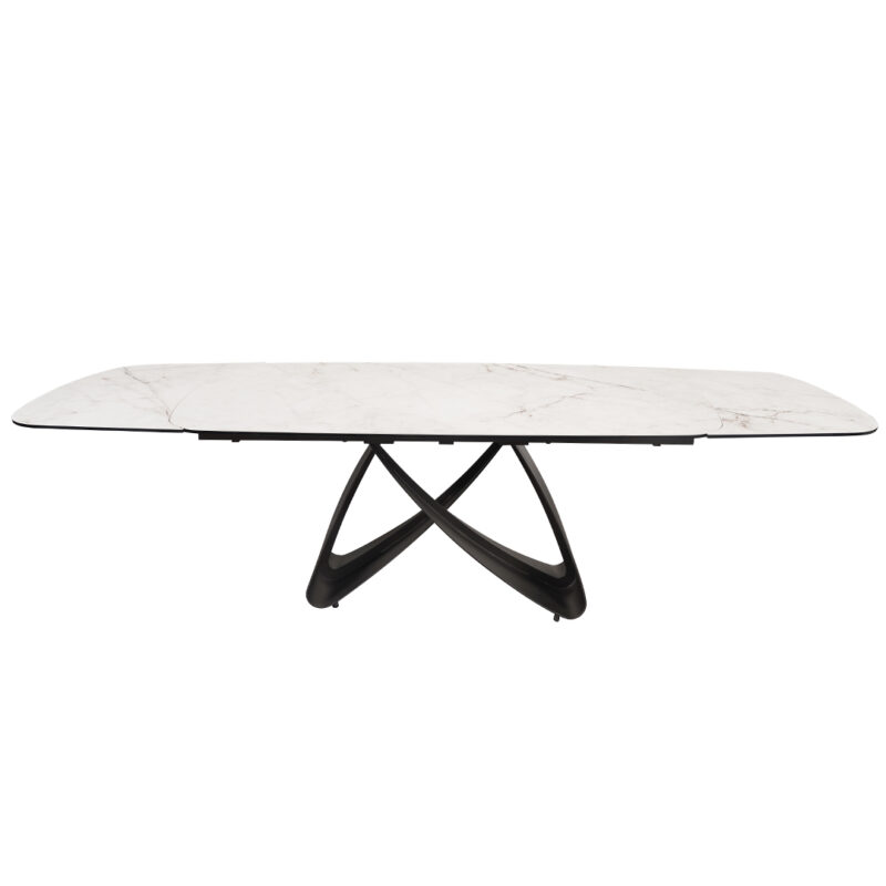 White marble effect ceramic extending dining table