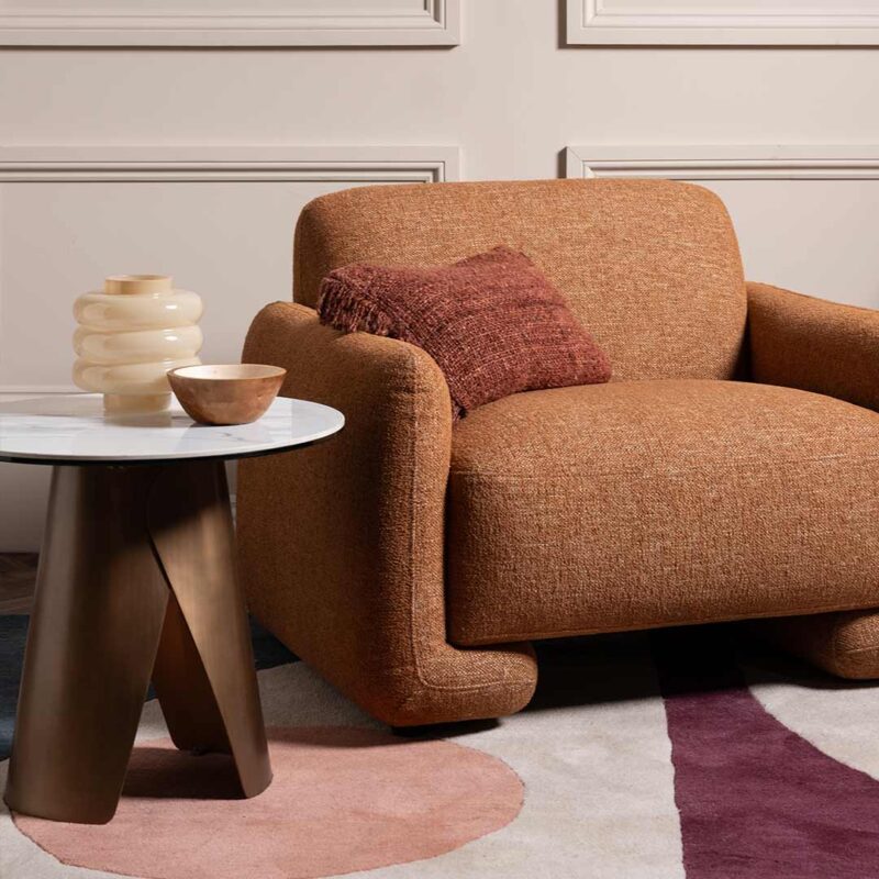 White ceramic round lamp table