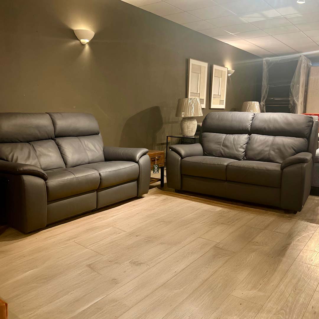 Toledo 2 seater power sofa with adjustable lumber and headrest and 2 seater sofa. Made in Italy