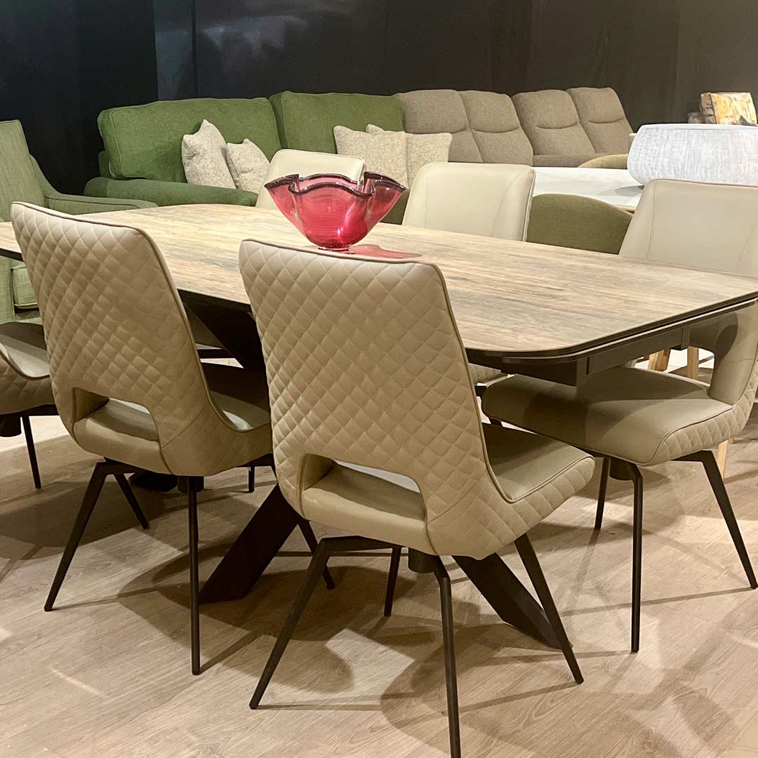 Flynn extending ceramic table and 6 chairs