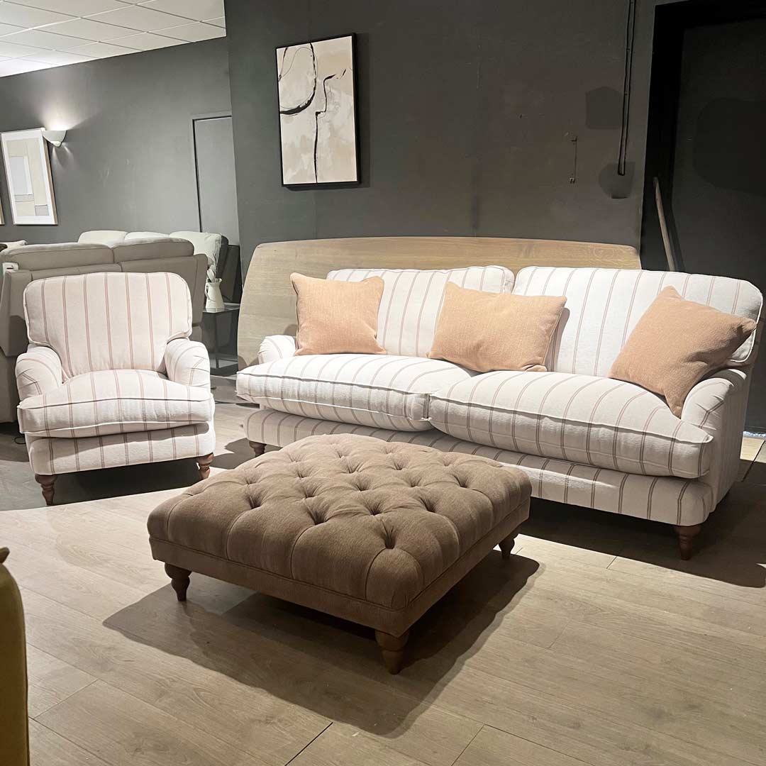 Rosie 3 seater, chair and stool