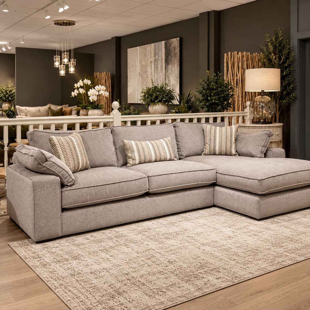 Grey modern chaise end sofa